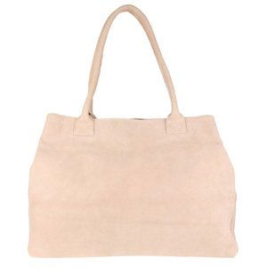 Expandable Italian Suede Leather Shoulder Bag Nude :o)